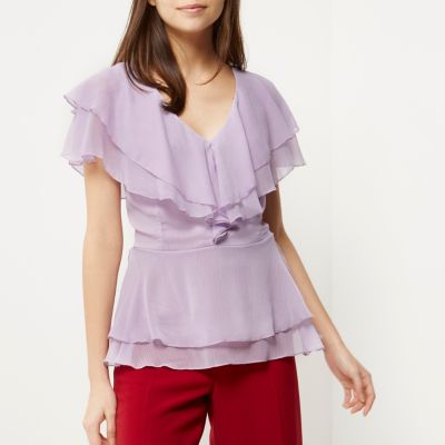 Lilac purple frilly blouse
